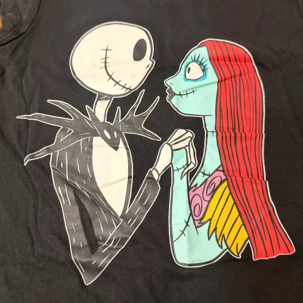 Disney Nightmare Before Christmas Jack Sally Black Graphic T-Shirt Small S - Image 2