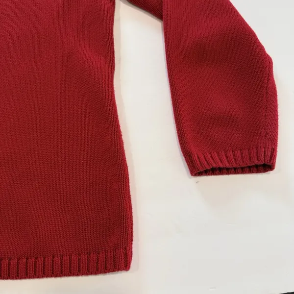 LL Bean Red Cable Knit Cotton Button Up Cardigan Sweater Size XL - Image 4