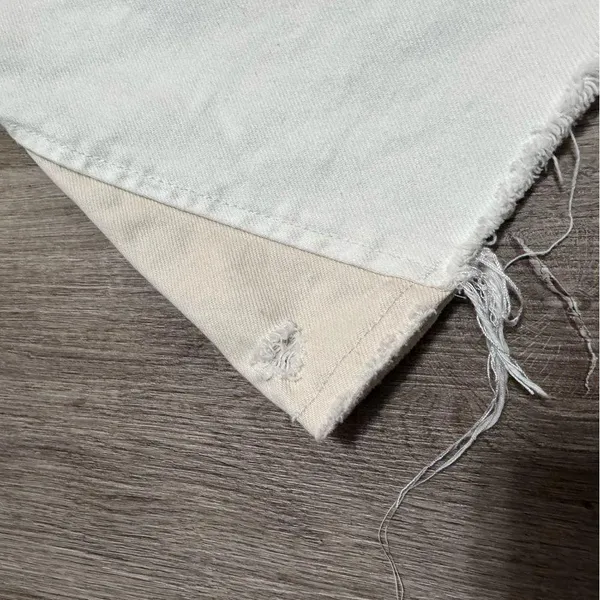 We The Free People Two Toned Patched Up White Cream Raw Hem Denim Skirt 29 - Image 5