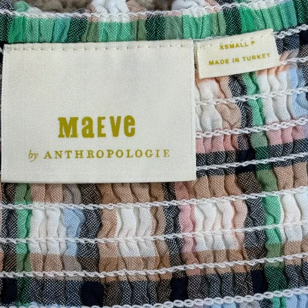 Maeve Anthropologie Plaid Smocked Maxi Dress XS Cottagecore Prairie Long‎ Sleeve - Image 6