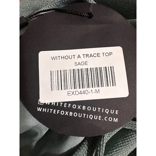 White Fox Without A Trace Top Sage Green‎ Metallic Strappy Halter Y2K Size M - Image 8