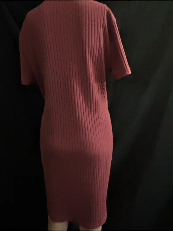 Forever 21+ Ribbed Short-Sleeve Midi Dress in Rose Pink 1X - Image 2