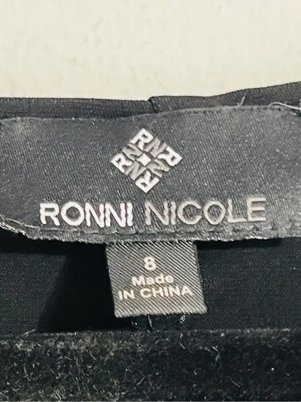 Vintage 90’s Ronni Nicole Black Boho Chic Sleeveless Mini Dress Beaded Neck Sz 8 - Image 8