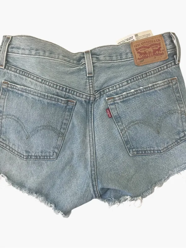 Levi’s 501 Women’s Light Blue Distressed Denim Shorts - Image 3