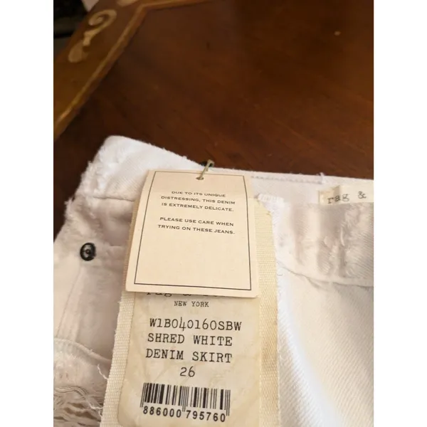 RAG & BONE White Norte Distressed Denim Skirt Size 26 - Image 11
