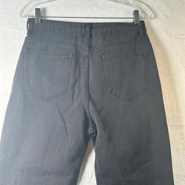 Black Distressed‎ Ripped Jeans Women's Size S Wide Leg Baggy Denim Pants - Image 6