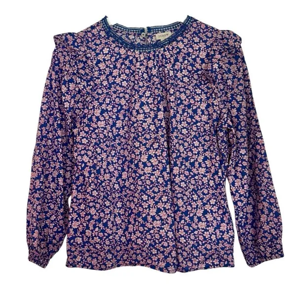 J.crew floral ruffle sleeve long sleeve blouse mp - Image 3