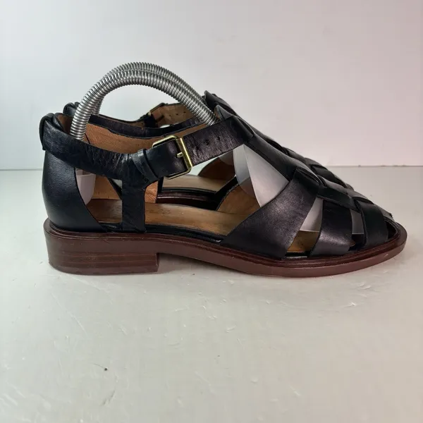 Madewell The Rina Fisherman Flats Black Leather Sandals Women's Size 8.5 US - Image 3