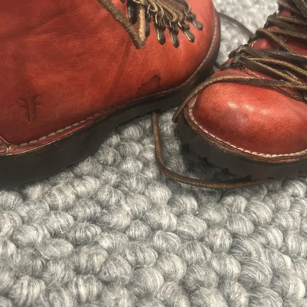Frye Archie Hiking Red Leather Boots Women Size 7B - Image 5
