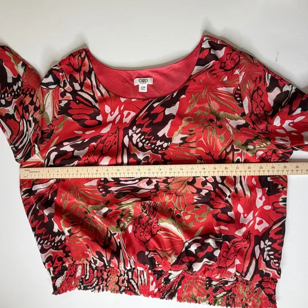 Cato Butterfly‎ Floral Print Blouse Size 22/24W Multicolor Smocked Hem Resort - Image 9