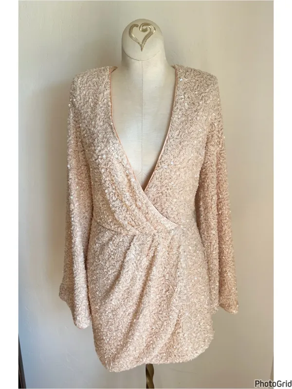 Michael Costello X Revolve Valerie Sequin Long Sleeve Dress Small - Image 2