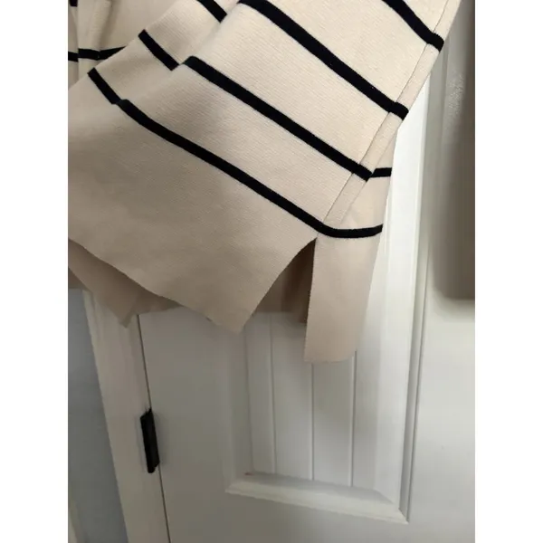 Selected Femme Striped Cardigan XS Beige Black Button‎ Front Organic Cotton - Image 7