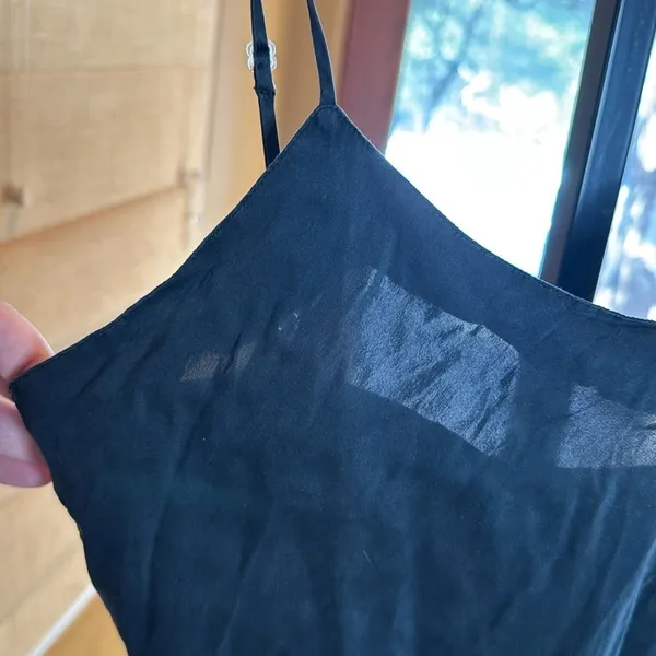 Vintage 90s Victoria'S Secret Gold Label 100% Silk Black Chemise Size Medium - Image 3