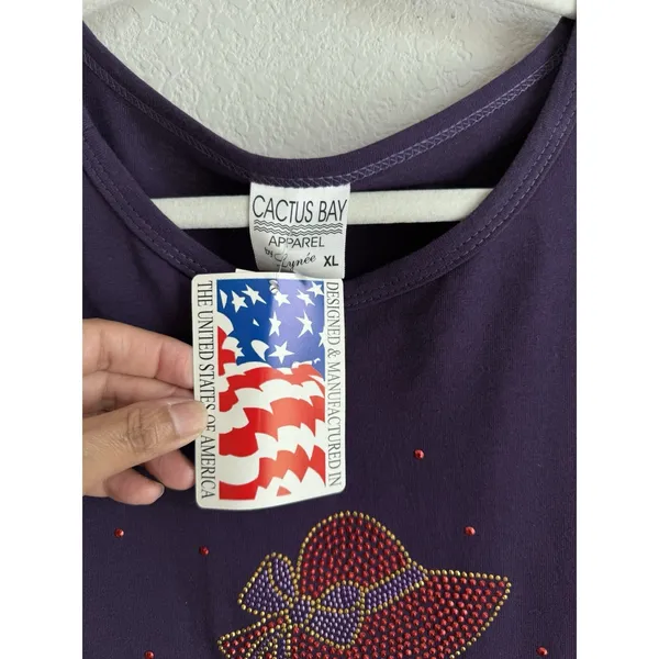 Vtg Cactus Bay By‎ Lynee Dress Women's XL Purple Red Hat Society Maxi USA NEW - Image 9