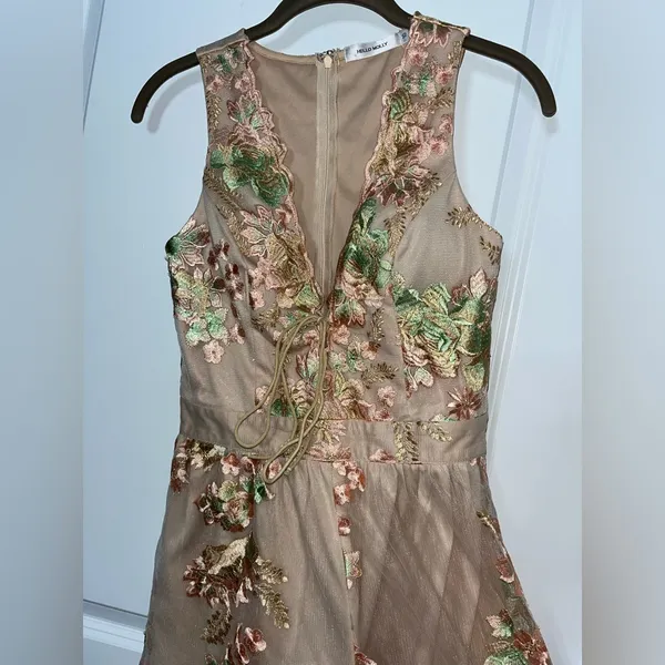 Hello Molly Fairy Embroidery Mesh Floral Plunge Neckline Zip Up Romper Sz 10 - Image 8