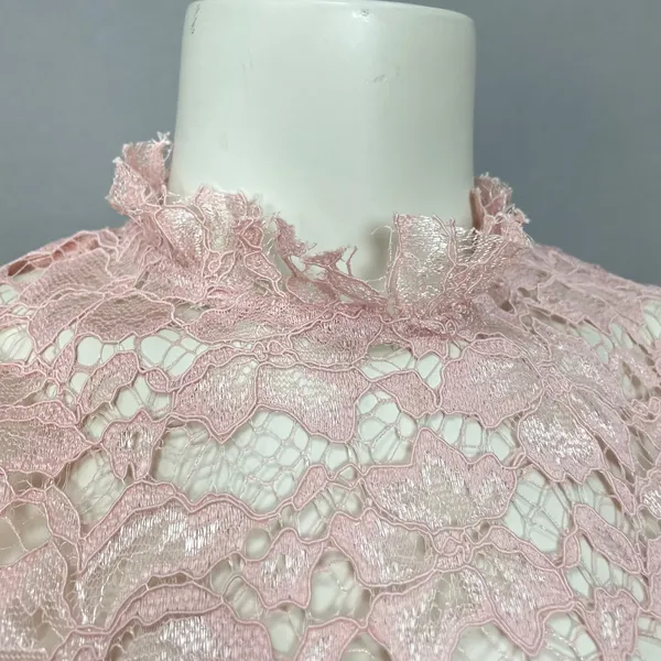 Enfocus Studio Lace Sheath Dress Women 8 Blush Pink Mock Neck Flutter Sleeve‎ - Image 10