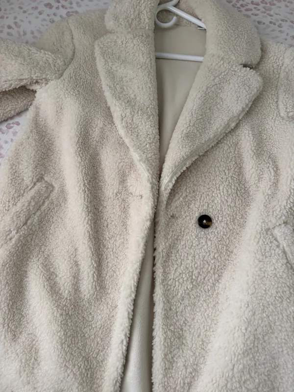 Cream fur jacket long  - Image 4