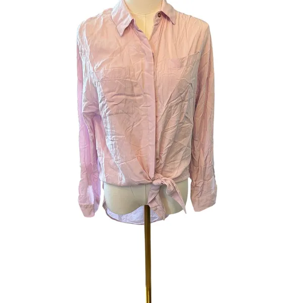 Maeve by Anthropologie light pink button up top small casual - Image 2
