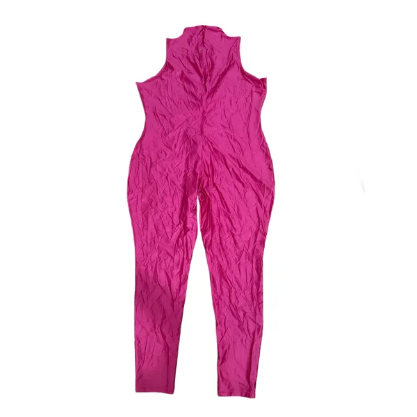 SKIMS Size 4X Shine Catsuit Jersey Mock Neck Sleeveless Catsuit Hot Pink NWOT - Image 4