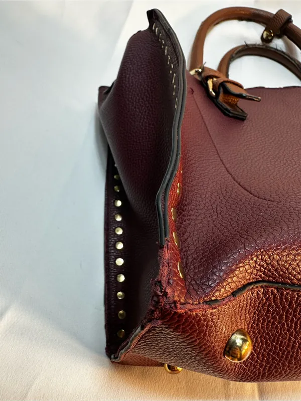 Marc New York Wine Red Tote with Gold Accent Studs - Image 8