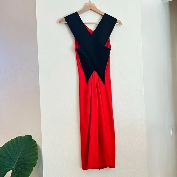 Red Rag & Bone Avant Garde Sleeveless Sheath Midi Dress Black Cross Back 0 XS - Image 2