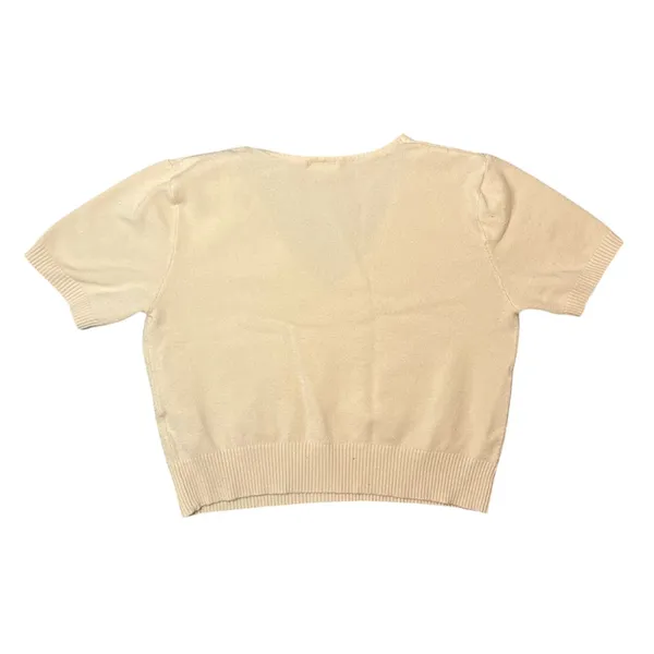 Brandy Melville John Galt Cream Cropped Top Knit VNeck Minimalist Preppy Sz XS-S - Image 6