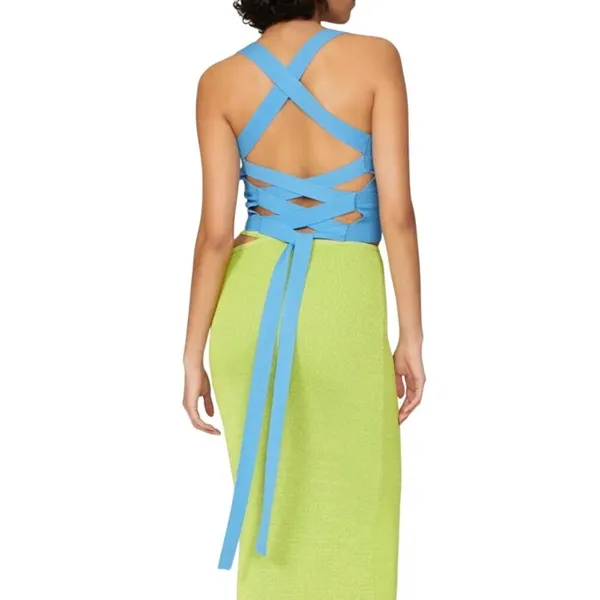 Louna Tie Back Top in Blue, Size S​ - Image 3