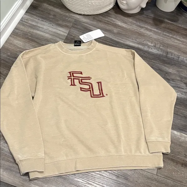 College Corner FSU Women’s Crewneck Chicka-D Natural Small Oversized NEW - Image 2
