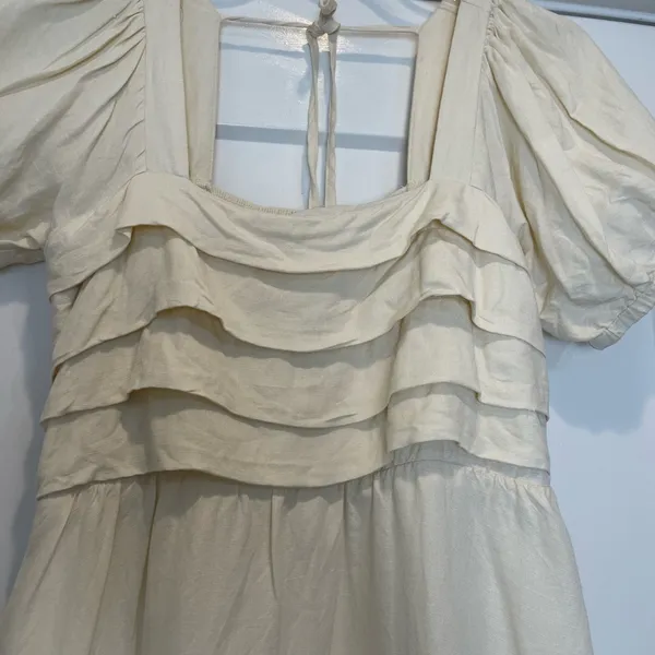 Listicle Cream colored Puff Sleeve Dress - Image 5