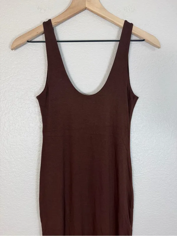 Naked Wardrobe Sculpt Tank Midi Dress in Chocolate Brown size Large NEW $68 - Image 9