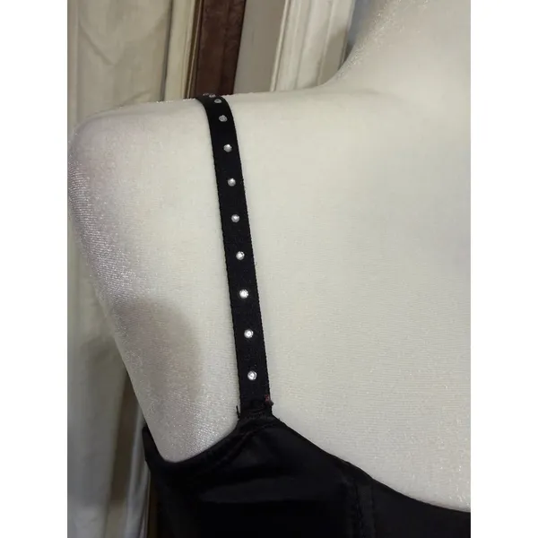 Steve Madden Womens Corset‎ 36C Black Satin Studded Strap Camisole Top Y2K Goth - Image 9
