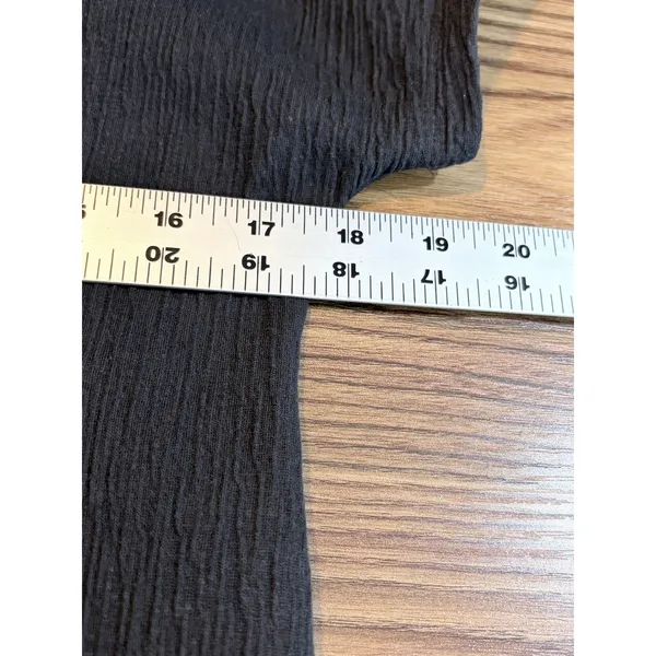 Minimalist Black Cotton Gauze V-Neck Midi Dress Lands' End Pockets S - Image 6