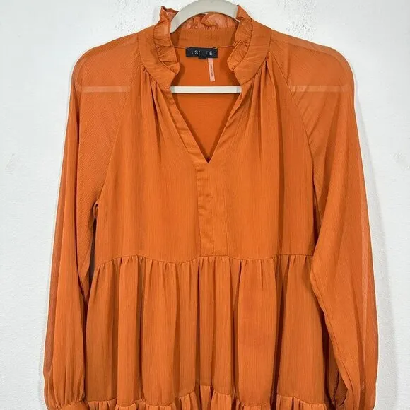 1.State Pumpkin Spice Orange Sheer Sleeve Mini‎ Dress Size Small Fall Wedding - Image 2