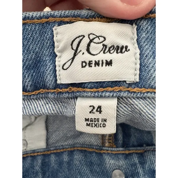 J.Crew Slouchy Boyfriend Jeans Womens 24 Blue Excellent Distressed‎ Raw Hem - Image 4