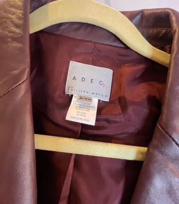 Vintage Philippe Adec leather jacket Size 8 - Image 3