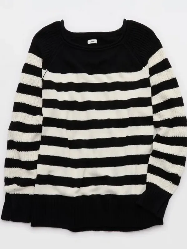 Aerie black and white striped sweater - Image 3