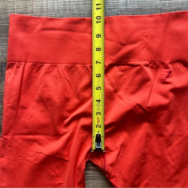 Gymshark Fit Seamless Mid Rise Activewear Leggings Red/Orange Size Medium - Image 4