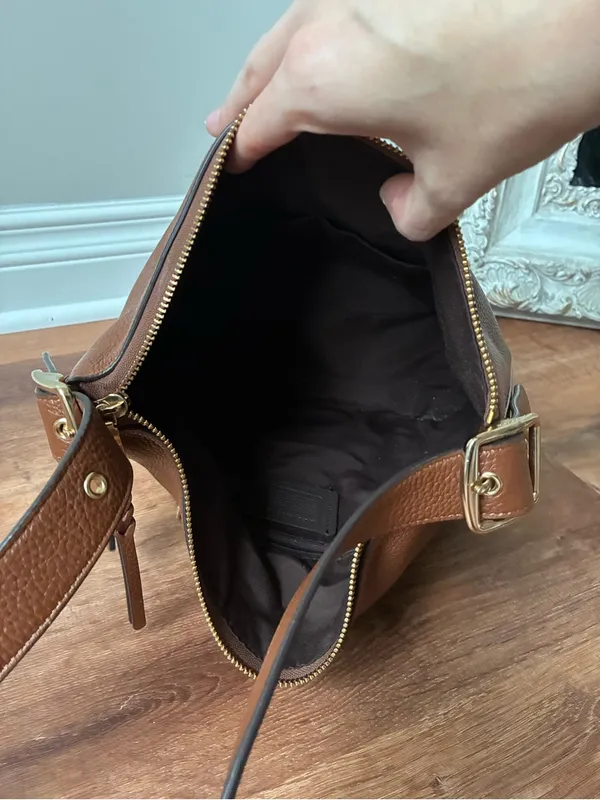 Coach Val Leather Crossbody Duffle Bag, Redwood Brown / Gold, C2818 - Image 12