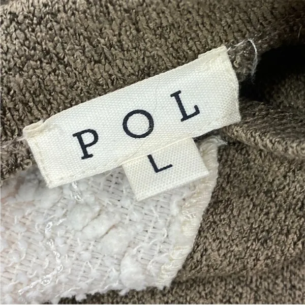 POL Open Tie Back Sweater Bell Sleeve Color Block Brown Cream Large‎ Boho - Image 10