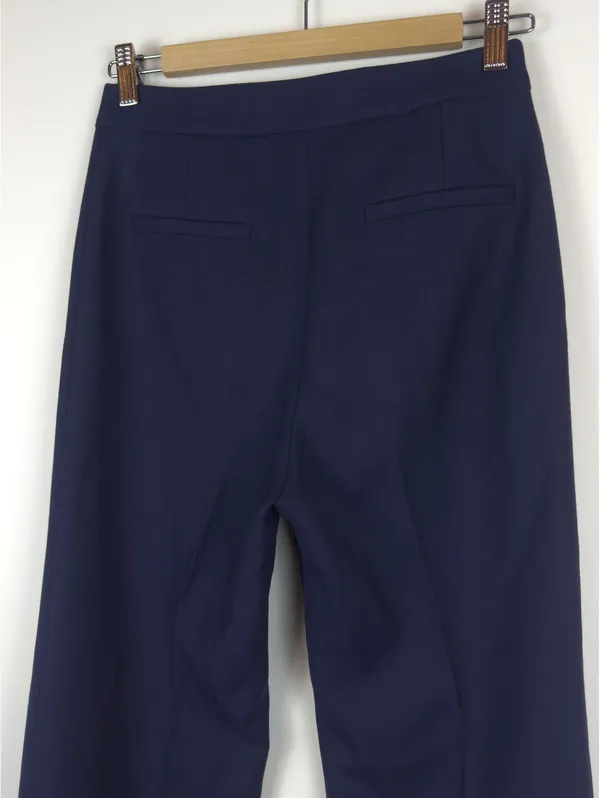 Sézane Phil Trousers Navy Wool Blend High Rise Wide Leg Pants FR 34 US 2 - Image 6