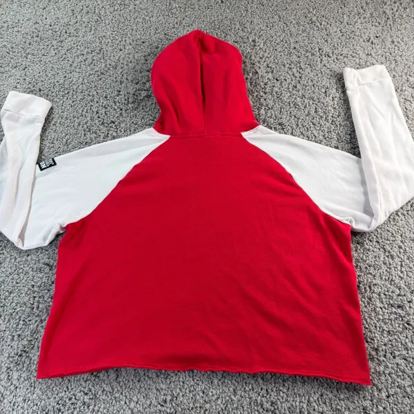 Pink Victoria's Secret Nation Hoodie Red White Colorblock Cropped Pullover L - Image 5