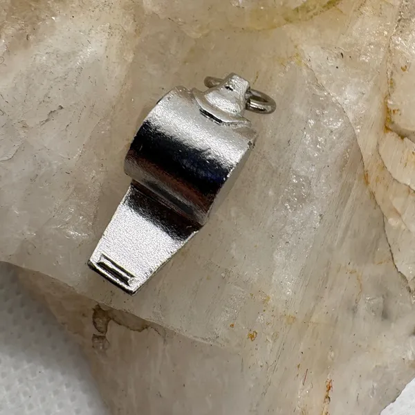 Vintage Silver‎ Tone Whistle Charm Pendant Miniature Sports Coach 3.03g SKU 230 - Image 4
