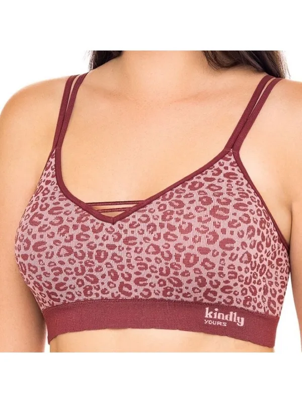 Kindly Yours caged v-neck seamless leopard print bralette size XXL - Image 6