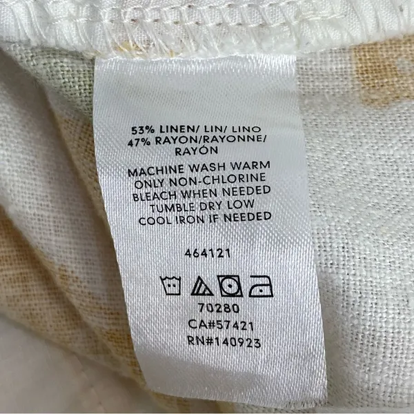 Loft Tie Waist Linen Blend Lemons Print Chino Shorts Ivory Yellow 6 Cuffed‎ - Image 7