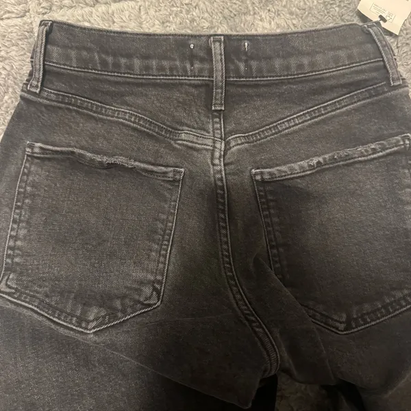 AGOLDE Riley High Rise Straight Crop Jeans Panoramic Washed Black Women's Sz 25 - Image 8