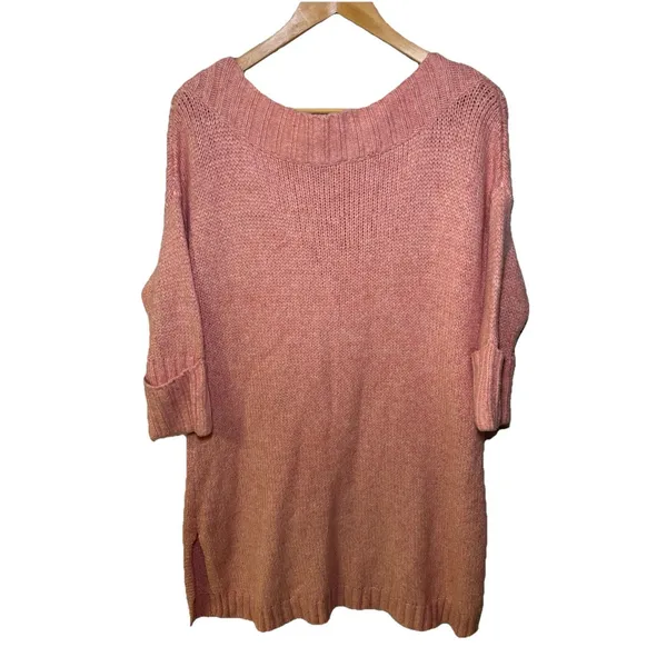 Free People Orange Pink Oversized Dolman Sweater Chunky Knit Top XS - Image 2