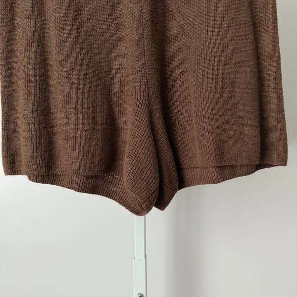 FP Beach‎ L Brown Knit Shorts Pull On Loungewear Flowy Beachy Relaxed Shabby - Image 3