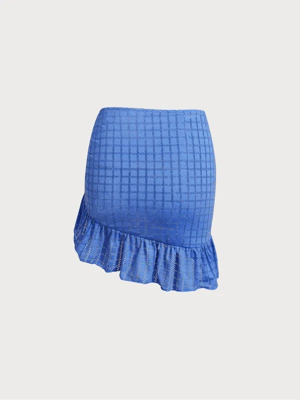 Berlook Blue Ruched Side Ruffle Swim Cover-Up Skirt - Image 5