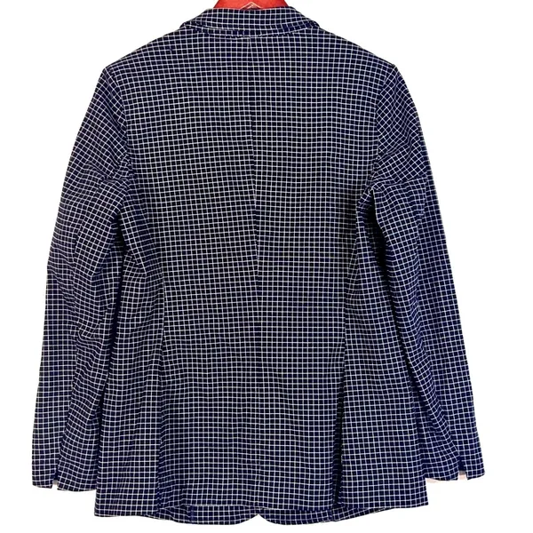 Anne Klein Blazer Jacket Women's Medium Navy Blue White Stretch 90s Office Siren - Image 4