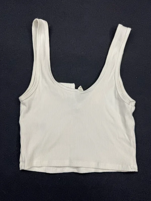 Garage White Tank Crop Top - Image 2